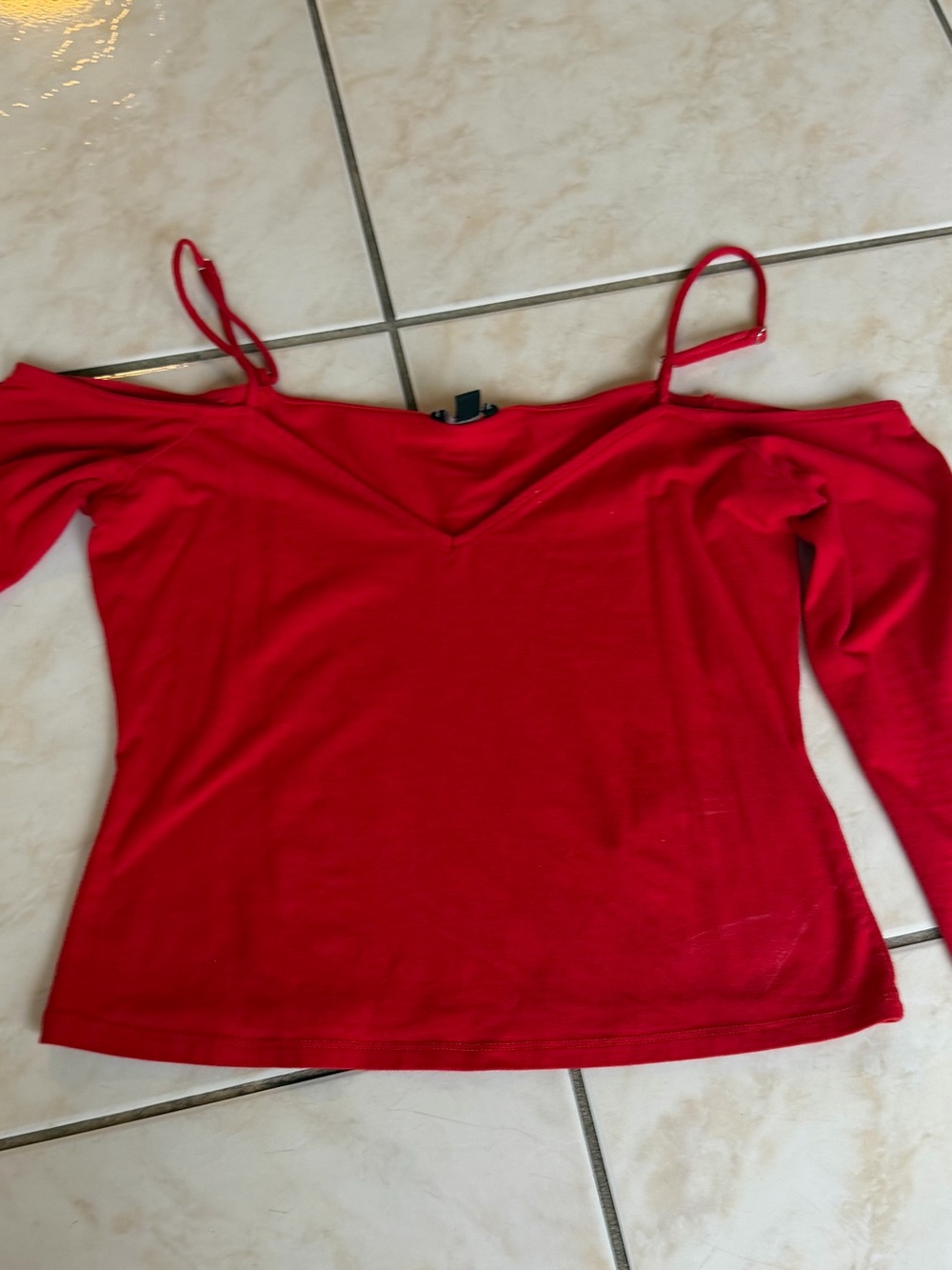 Guess Red Off-Shoulder V-Neck Tank Top